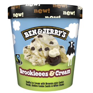 BEN & JERRY'S CREME DE VANILLE BROWNIE BROOKIEEES & CREAM 388g