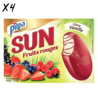 PILPA SUN VANILLE FRUITS ROUGES - X4 BÂTONNETS 312g