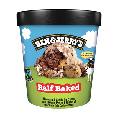 BEN & JERRY'S VANILLE CHOCOLAT BROWNIE COOKIE HALF BAKED 414g
